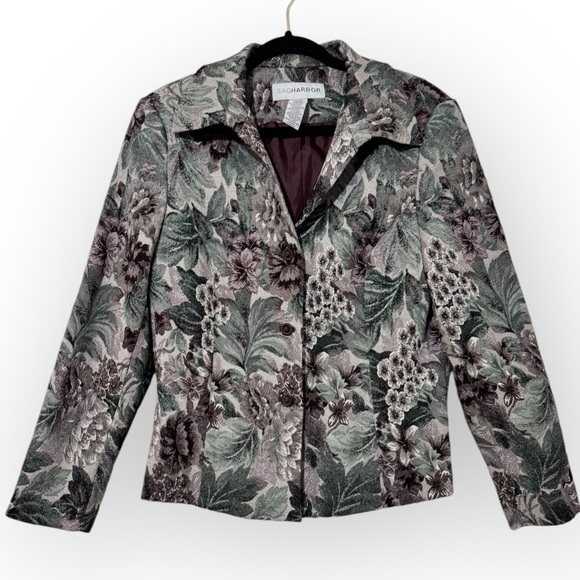 Vintage SAG HARBOR Tapestry Floral Blazer Women’s Size 14 Long Sleeve Jacket - Picture 1 of 8
